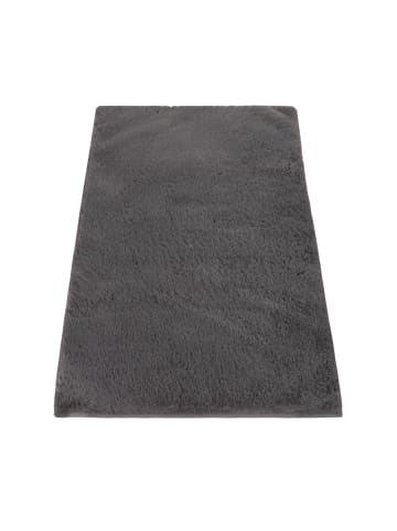 KADIMA DESIGN Hochflor Teppich Badezimmer waschmaschinenwaschbar Unifarben in Anthrazit