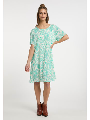 VIRITA Women Kurzarmkleid in Türkis Wollweiss