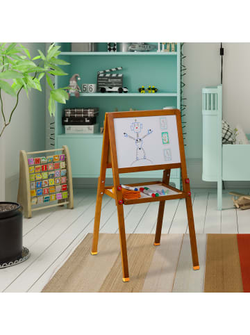 relaxdays Kinderstandtafel in Braun - (B)39 x (H)65-77 x (T)44,5 cm