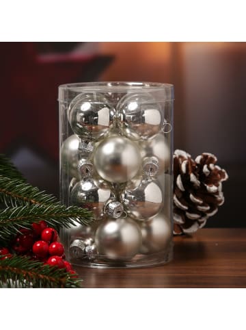 MARELIDA 16er Set Weihnachtskugeln Glas D: 3,5cm in silber