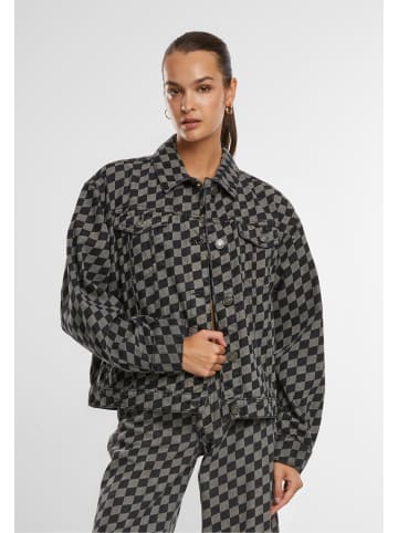 Urban Classics Urban Classics Ladies 80‘s Oversized Laser Printed Denim Jacket in blacklasercheck