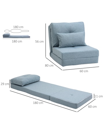 HOMCOM Schlafsessel-80L x 60B x 56H cm-Himmelblau