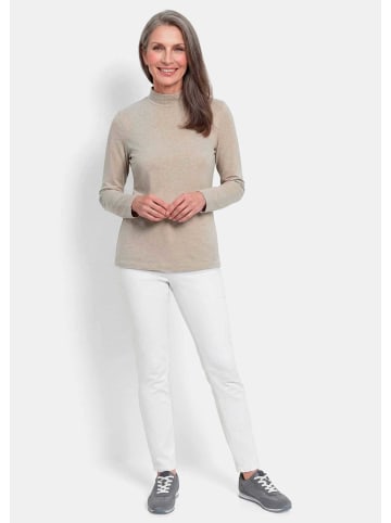 GOLDNER Baumwollshirt mit Langarm in taupe / melange