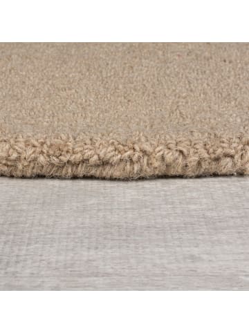 KADIMA DESIGN Wollteppich Kreis Wellenform, Wohnzimmer in Beige-Braun