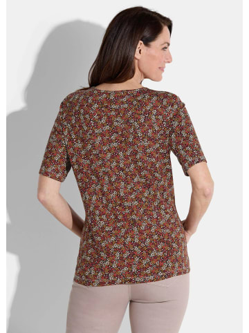 GOLDNER Kurzgröße:  Shirt Shirt in braun / rot / cognac / gemustert
