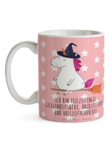 Mr. & Mrs. Panda Becher Einhorn Hexe mit Spruch in Rot Pastell