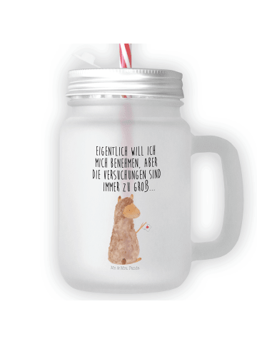 Mr. & Mrs. Panda Trinkglas Mason Jar Alpaka Fahne mit Spruch in Transparent