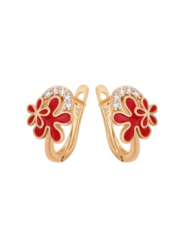 faina Women Huggie Earrings in Rose Gold Red