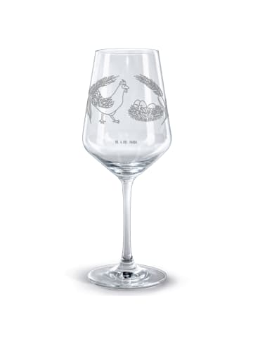 Mr. & Mrs. Panda Weinglas graviert Huhn Stolz ohne Spruch in Transparent