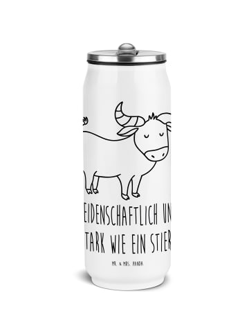 Mr. & Mrs. Panda Trinkflasche Sternzeichen Stier mit Spruch in Weiß