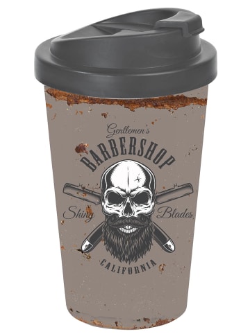 Geda Labels Coffee to go Becher Barber Skull in Grau - 400 ml