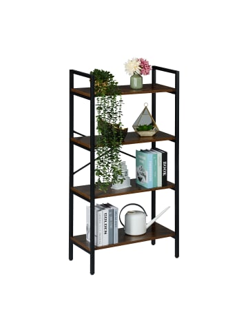 relaxdays Bücherregal in Braun/ Schwarz -  (B)60 x (H)122 x (T)32 cm