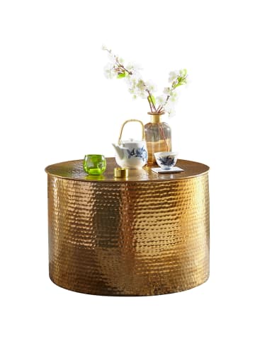 KADIMA DESIGN Beistelltisch Modern | Oriental, Hammerschlag, Ø61cm in Gold