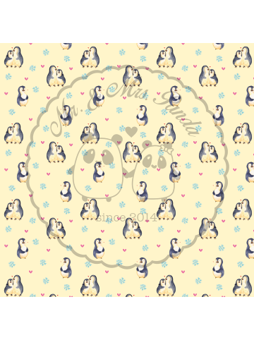 Mr. & Mrs. Panda Tablett Pinguin umarmen ohne Spruch in Gelb