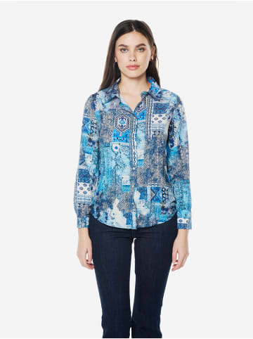 KOROSHI Damenhemd-Kaschmirmuster in blau