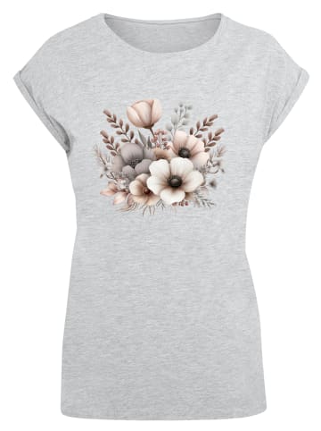 F4NT4STIC T-Shirt Blumenstrauß Boho in grau meliert