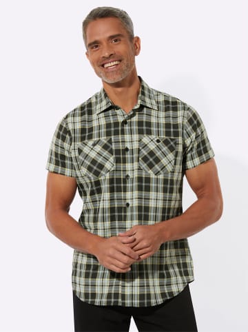 Sieh an! Kurzarm-Hemd in schwarz-zitrone-kariert