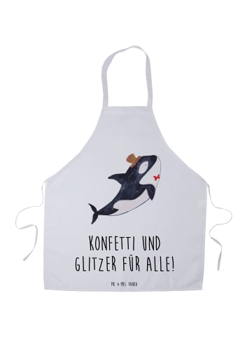 Mr. & Mrs. Panda Küchenschürze Orca Zylinder mit Spruch in Weiß