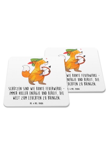 Mr. & Mrs. Panda Untersetzer Eckig Schütze Astrologie mit Spruch in Weiß