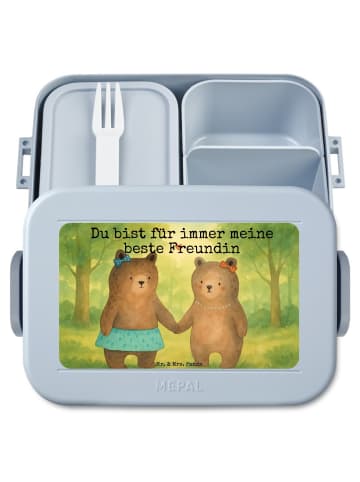Mr. & Mrs. Panda Lunch Box Bär Freundin Design mit Spruch in Blau Pastell