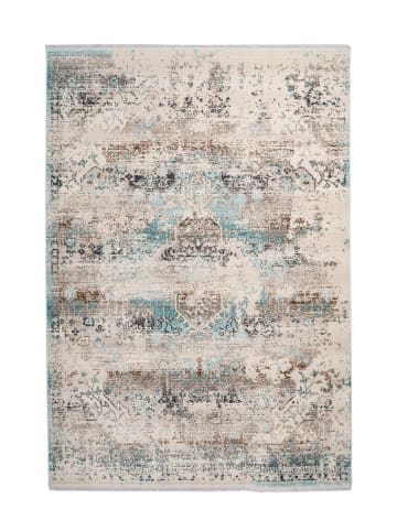 Kayoom Kurzflor Teppich Anouk 325 in taupe - türkis - rechteckig