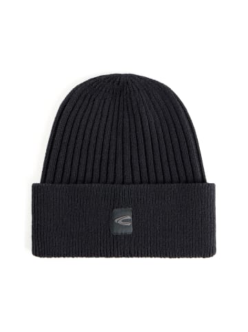 Camel Active Strickmütze aus Baumwollmix in Schwarz