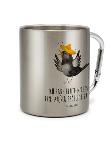 Mr. & Mrs. Panda Thermobecher Rabe Sombrero mit Spruch in Silber