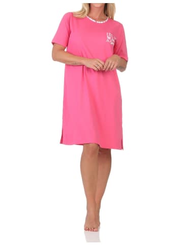 NORMANN Kurzarm Nachthemd edle Optik Übergröße 125 214 667 in pink