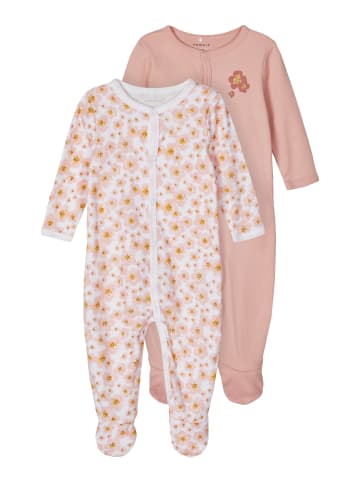 name it Mädchen 2er-Pack Schlafanzug Blumen mit Druckknopf in Rosa
