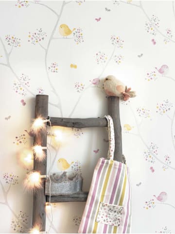 Casadeco My Little World Tapete Vögelchen blau braun grau