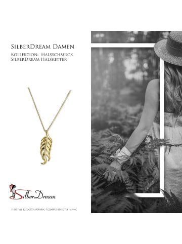 SilberDream 925 Silber vergoldet (Gelbgold 333) Damen SilberDream Kette Feder  ca. 44cm