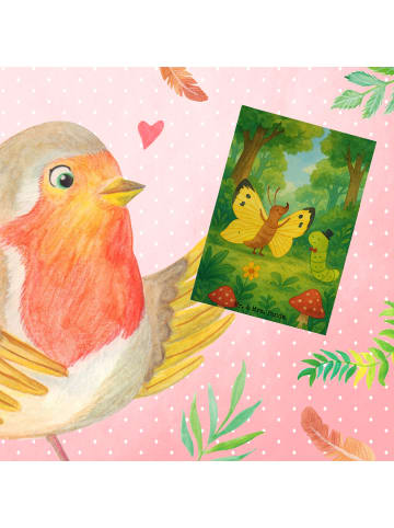 Mr. & Mrs. Panda Beileidskarte Raupe Schmetterling Design ohne S... in Weiß