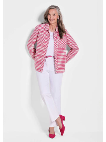 GOLDNER Kurzgröße:  Blazer mit Hahnentrittmuster in pink / weiß / gemustert