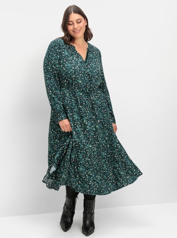 sheego Blusenkleid in tiefgrün-gemustert