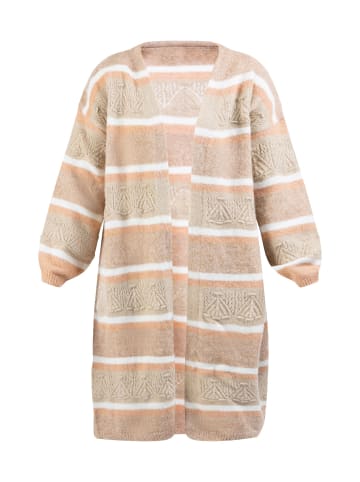 VIRITA Women Strick Long Cardigan in Beige Mehrfarbig