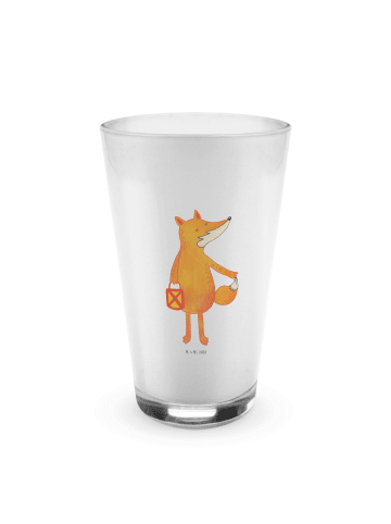 Mr. & Mrs. Panda Latte Macchiato Glas Fuchs Laterne ohne Spruch in Transparent