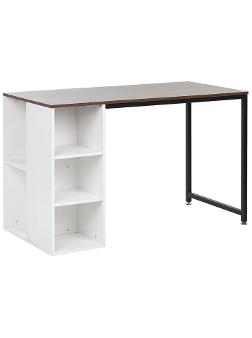 Beliani Schreibtisch DESE in Braun/Weiß/Schwarz - (W) 120 x (H) 75 x (L) 60 cm