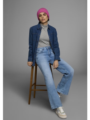 FLASHLIGHTS Rollkragenshirt in grau-meliert, marine