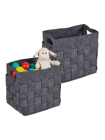 relaxdays 2 x Aufbewahrungskorb in Grau - (B)30 x (H)30 x (T)24 cm