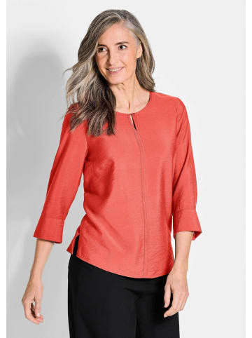 GOLDNER Blusenshirt Viskosebluse mit 3/4-Ärmeln, Rundhals in koralle
