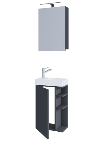 VCM  2-tlg Gäste WC Bad Waschtisch Lumia Spiegelschrank in Anthrazit