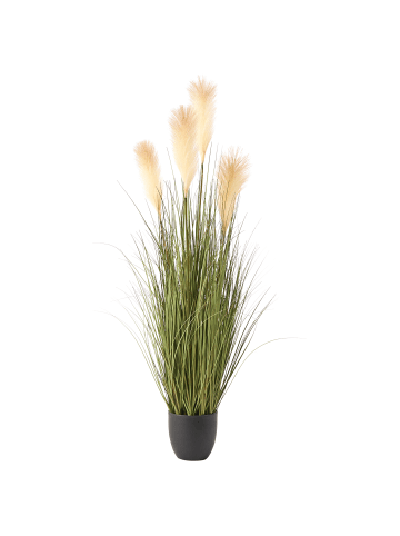 Beliani Kunstpflanze CORTADERIA GRASS in Grün/Beige/Schwarz