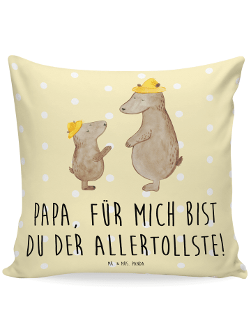 Mr. & Mrs. Panda 40x40 Kissen Bären mit Hut mit Spruch in Gelb Pastell