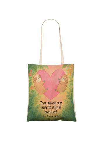 Mr. & Mrs. Panda Stofftasche Faultiere Herz Design mit Spruch in Weiß