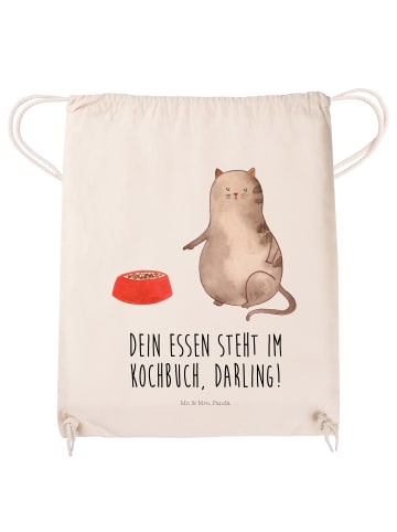 Mr. & Mrs. Panda gym tasche Katze Fressen mit Spruch in Creme