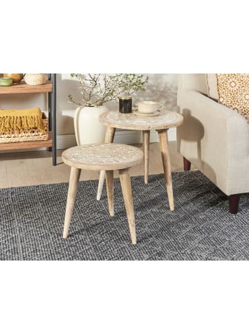 Beliani 2er-Set Tisch Set UDAY in Braun/Weiß