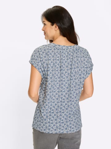 Sieh an! Kurzarm-Shirt in weiß-bleu-bedruckt