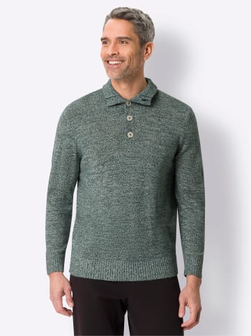 Sieh an! Langarm-Pullover in petrol-meliert