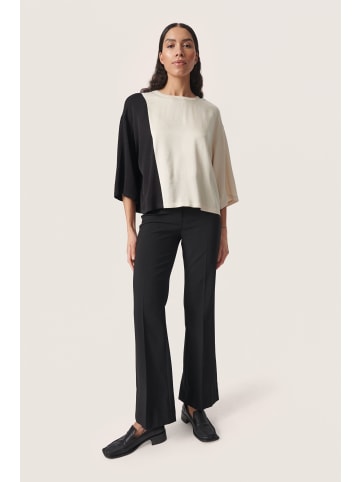 Soaked in Luxury Kurzarm-Bluse SLCevina Lockere Passform in Black & White Blocking