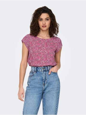 ONLY Print Kurzarm Bluse ONLVIC in Rosa